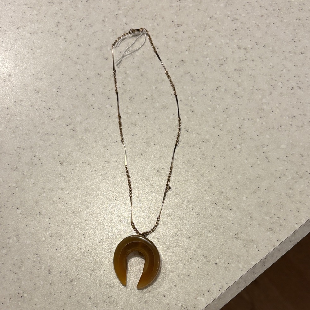 Vintage necklace Lucite Pendant horse Shoe